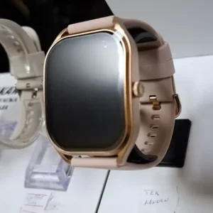 London-zenski-pametni-sat-u-zlatnoj-boji-sa-rozom-narukvicom-kockasti-sat 2